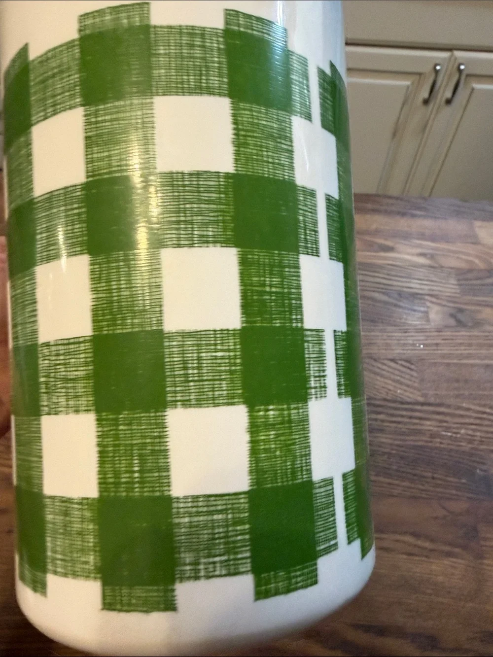 Sears White Pitcher & Green Check with Tumbler Set